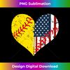 Softball Heart American Flag 4th Of July  1 - PNG Sublimation Digital Download