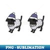 Two Cute Dogs Blue Hat and Winter Sweater - Retro PNG Sublimation Digital Download