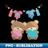 Baby Bear embroidery designs, couple teddy Bear drinks milk when I was my mother's baby, mother's day - Modern Sublimation PNG File