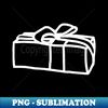 White Line Drawing One Wrapped Christmas Gift Box - Professional Sublimation Digital Download