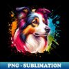 Bright Watercolor Border Collie - Premium Sublimation Digital Download