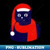 Blue cat Christmas hat - Modern Sublimation PNG File