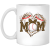 Funny Baseball Mom, Leopard Heart Mom, Ball Sport Lover Gift, Leopard Baseball White Mug.jpg