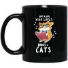 Just A Girl Who Loves Books And Cats, Love Books And Cats, Bookworm Gift Black Mug.jpg