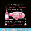 CAMP07112324-A WOMAN CANNOT SURVIVE ON WINE ALONE PNG Camping Lover PNG Camper PNG.png