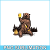 BEER28102304-Bear Drinking Beer PNG Camp Fire Woods Outdoor PNG Funny Grizzly PNG.png