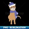 Winter Kitty Cat Wearing Blue Hat and Scarf - PNG Transparent Sublimation File