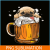 BEER28102361-Pug Dog Drinks Beer PNG Cute Drunk Dog PNG Beer Lover PNG.png