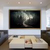 Forest landscape canvas, dark forest painting, surreal nature canvas print, scary night landscape painting, forest wall art.jpg