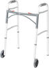 Drive Medical 10210-1 2-Button Folding Walker with Wheels, Rolling Walker, Front Wheel Walker, Lightweight Walkers for Seniors and Adults Weighing Up To 350 Pou