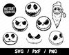 Jack Skellington Faces SVG Halloween Nightmare Before Christmas Vector Cricut Cut File T-Shirt.jpg