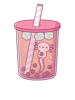 Cute Axolotl Swimming In Bubble Tea .png