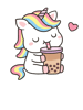 Cute Little Unicorn Love Boba Milk Tea .png