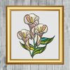 Stained Glass Lilies Cross Stitch Pattern Gold Frame.jpg