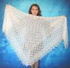 White hand knit large Russian Orenburg shawl, Warm cover up, Wool wrap, Downy kerchief, Wedding stole, Bridal cape, Big women's scarf 2.JPG