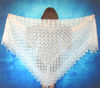 White hand knit large Russian Orenburg shawl, Warm cover up, Wool wrap, Downy kerchief, Wedding stole, Bridal cape, Scarf 4.JPG
