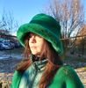 Green faux mink fur bucket hat. Stylish deep green fluffy hat. Cute winter bucket hat. Winter furry hat. Fuzzy green hat