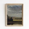 Vintage European Landscape Painting, Print of Antique Oil Painting, Landscape View with Cloudy Sky, Vintage Landscape Print,.jpg