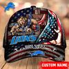 Detroit Lions Mascot Flag Caps, NFL Detroit Lions Caps for Fan