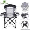 ALPHA CAMP Oversized Mesh Back Camping Folding Chair Heavy Duty Support 350 LBS Collapsible Steel Frame Quad Chair Padded Arm Chair with Cup Holder Portable for