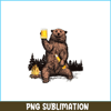 BEER28102304-Bear Drinking Beer PNG Camp Fire Woods Outdoor PNG Funny Grizzly PNG.png
