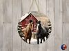 Country Christmas & Horses Sign Round Door Hanger Design, Christmas 12 inch Sublimation Design, Sign Round, PNG File, Digital Download.jpg