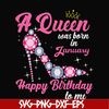 BD0001-A queen was born in January svg, birthday svg, queens birthday svg, queen svg, png, dxf, eps digital file BD0001.jpg