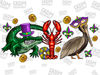 Mardi Gras alligator pelican crawfish sublimation design download, Mardi Gras png, Louisiana png,Fleur de Lis Png,sublimate designs download.jpg