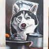 painting, original, gift, handmade, unique, dog, retriever, acrylic, paints, canvas, beautiful, cool, art, portrait, funnydraw, paints, comics