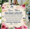 Mother's Day Gift, Personalized Dear Mom Blanket, There Are No Words Good Enough Flowers Airmail Fleece Blanket 1.jpg