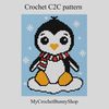crochet-C2C-cute-penquin-graphgan-blanket