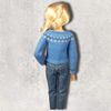 Light Blue with grey Jacquard Cardigan for Barbie Doll