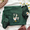 Goose and Daisy Embroidered Sweatshirt 2D Crewneck Sweatshirt Gift For Family.jpg