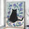 Cat Portrait Canvas - Black Cat With Bellflowers - Canvas Print - Cat Wall Art Canvas - Canvas With Cats On It - Cats Canvas Print - Furlidays.jpg