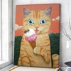 Cat Portrait Canvas - Eating Ice Cream - Cat Wall Art Canvas - Cats Canvas Print - Furlidays.jpg