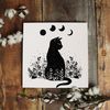 Cat Square Canvas - Cat Wall Art Canvas - Night Garden Cat - Canvas Print - Cat Canvas - Furlidays.jpg