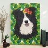Dog Portrait Canvas - Tropical Border Collie - Canvas Print - Canvas With Dogs On It - Dog Poster Printing - Furlidays.jpg