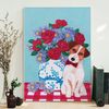 Portrait Canvas - Chinoiserie Vase And Jack Russell - Canvas Print - Dog Wall Art Canvas - Dog Canvas - Furlidays.jpg