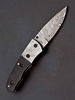 Custom Handmade Damascus Folding Knife Pocket knife w Leather EDC Gift for him (6).jpg