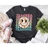 Teacher Shirts, Smiley Face Teacher Sweatshirt, Retro Teacher Crewneck Tee, Funny Teacher Gift, Teacher Appreciation, Ki.jpg
