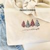 Christmas Trees Embroidered Sweatshirt, Christmas Embroidered Crewneck, Cute Winter Sweater, Holiday Crewneck, Gift For Her, Family Xmas.jpg