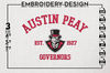 Austin Peay Governors Est Logo Embroidery Designs, NCAA Austin Peay Governors Team Embroidery, NCAA Team Logo, 3 sizes, Machine embroidery Files, Digital Downlo