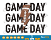 Game Day SVG Football, Game Day Football PNG, Lightning Bolt, Distressed Football SVG, Stacked Football Cricut Cut File Clip Art Sublimation Shirt Design.png