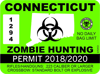 Connecticut Zombie Hunting Permit Sticker Self Adhesive Vinyl outbreak response team - C174.png