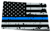 Distressed Thin Blue Line North Dakota State Shaped Subdued US Flag Sticker Self Adhesive Vinyl ND - C3889.png
