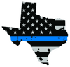 Distressed Thin Blue Line Texas State Shaped Subdued US Flag Sticker Self Adhesive Vinyl police TX - C3925.png