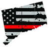 Distressed Thin Red Line Connecticut State Shaped Subdued US Flag Sticker Self Adhesive Vinyl fire - C3787.png