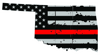 Distressed Thin Red Line Oklahoma State Shaped Subdued US Flag Sticker Self Adhesive Vinyl fire OK - C3899.png