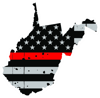 Distressed Thin Red Line West Virginia State Shaped Subdued US Flag Sticker Self Adhesive Vinyl fire - C3947.png