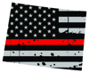 Distressed Thin Red Line Wyoming State Shaped Subdued US Flag Sticker Self Adhesive Vinyl fire WY - C3955.png